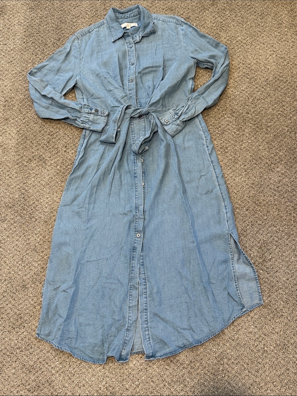LOFT Soft Denim Dress with Tie Waist